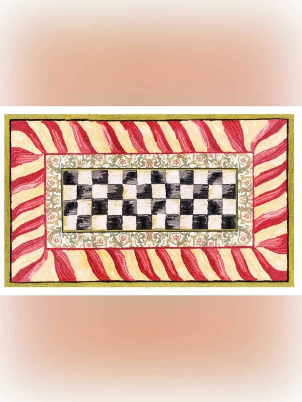 [MACKENZIE CHILDS] RED GOLD COURTLY CHECK RUG